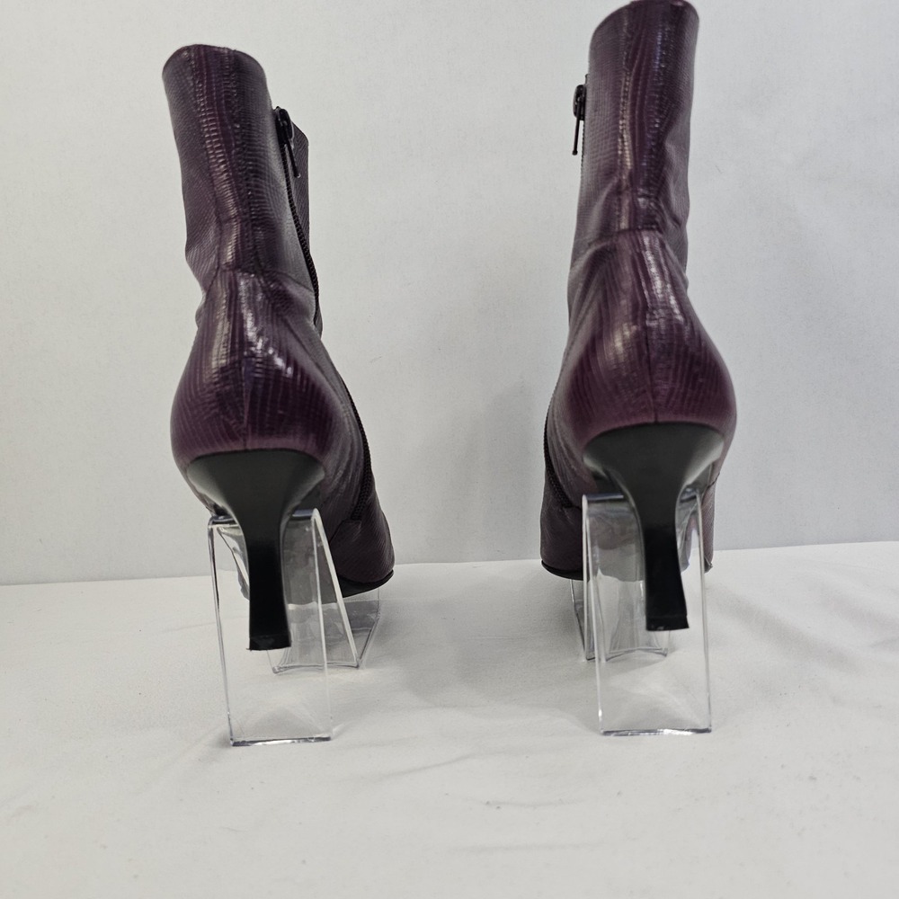 Gianni Bini Ankle Boots Womens Size 7 Purple Berry Faux Snakeskin Side Zip 2.5in - Picture 4 of 8